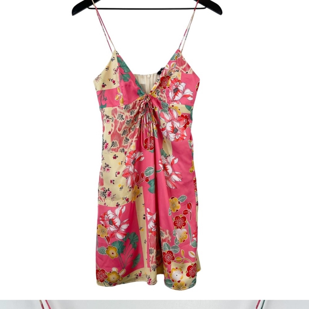 Zara (XS) Floral Mini Dress Pink Polyester
